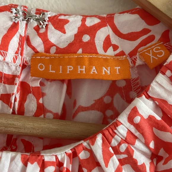 Oliphant Short Crew Mini Dress Women’s‎ Size XS Puff Sleeve Floral Orange White - Picture 9 of 11